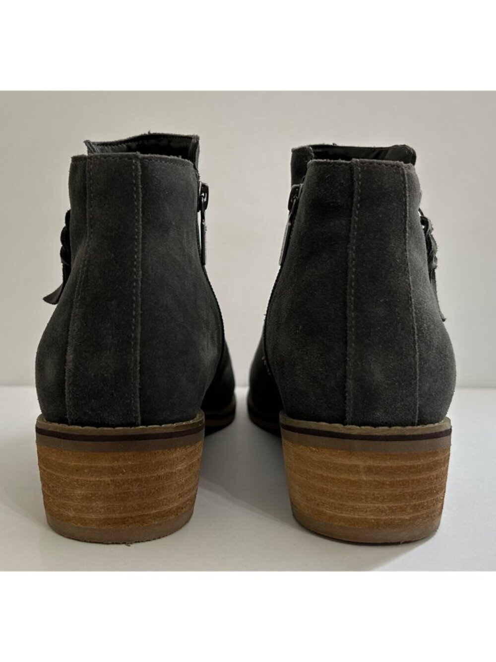 Blondo Women's Waterproof Suede Ankle Boots Side Zippers Gray Low Block Heel 11M - Picture 6 of 11